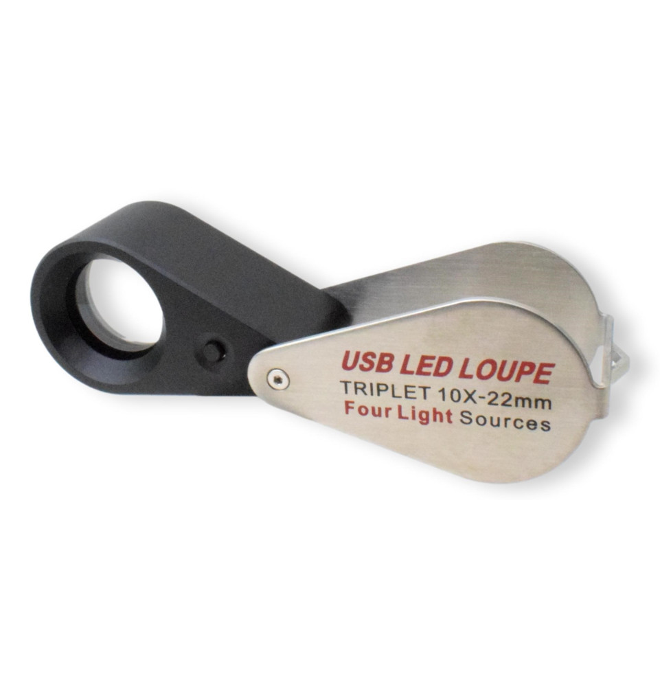 Loupe de terrain x10 avec LED et UV rechargeable USB